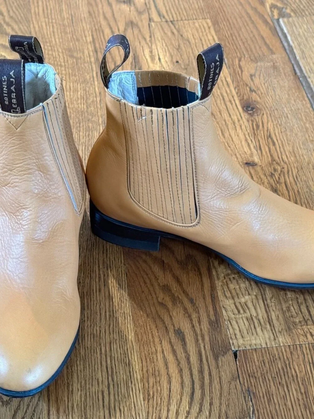 Mens Leather Chelsea Boots Size 8 Tan Cognac Spain Western Botines Cebraja Villa